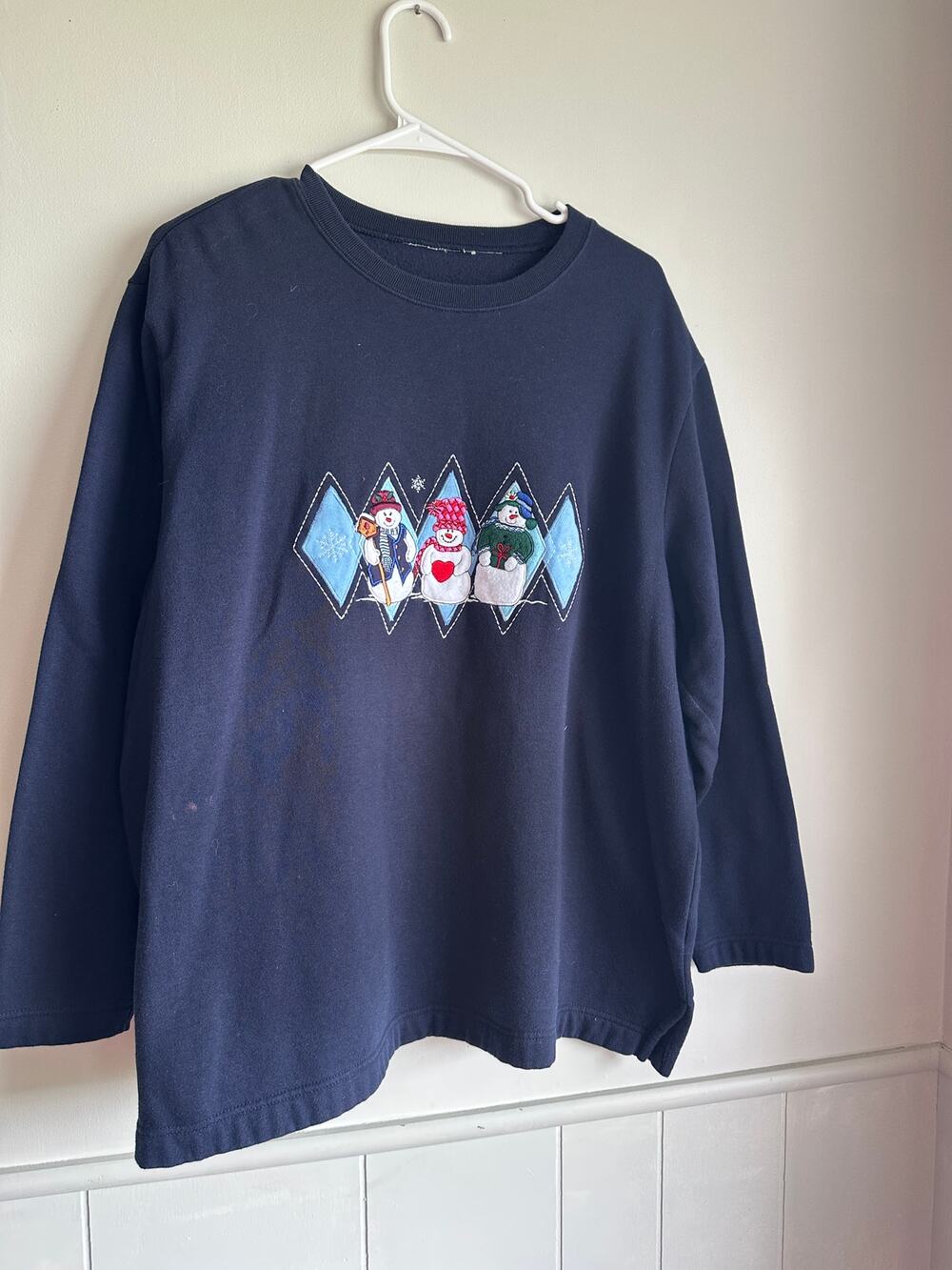 90s Embroidered Snowman CHRISTMAS tee`Shirt